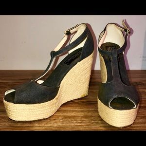 Black Wedge Sandals
